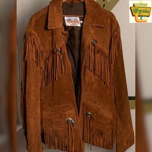 Vintage Excelled Leather Fringe Jacket (L)